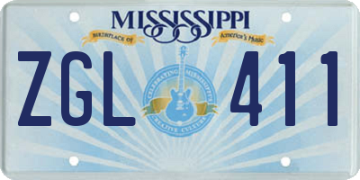 MS license plate ZGL411