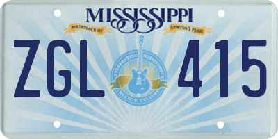MS license plate ZGL415