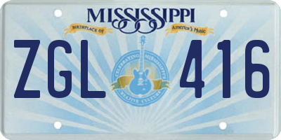 MS license plate ZGL416