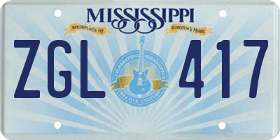 MS license plate ZGL417