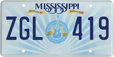 MS license plate ZGL419