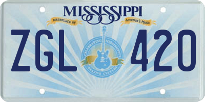MS license plate ZGL420