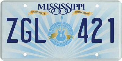 MS license plate ZGL421