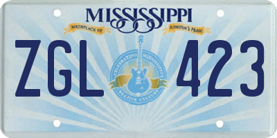 MS license plate ZGL423