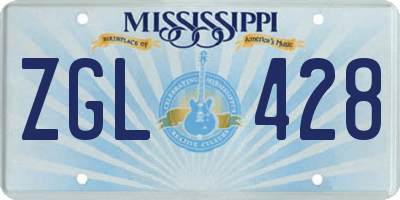 MS license plate ZGL428
