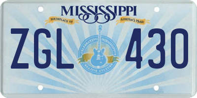 MS license plate ZGL430