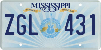 MS license plate ZGL431