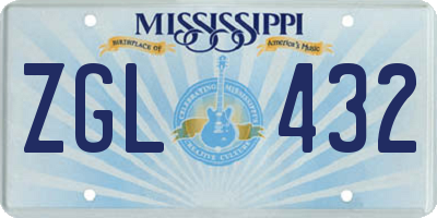 MS license plate ZGL432