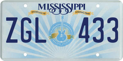 MS license plate ZGL433