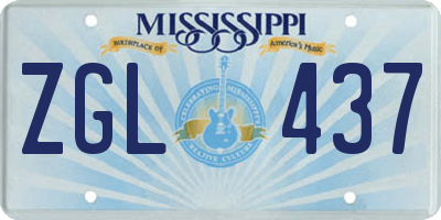 MS license plate ZGL437