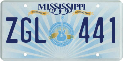 MS license plate ZGL441