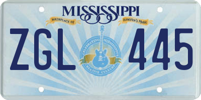 MS license plate ZGL445