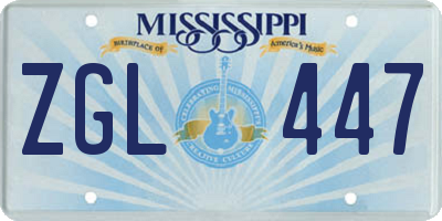 MS license plate ZGL447