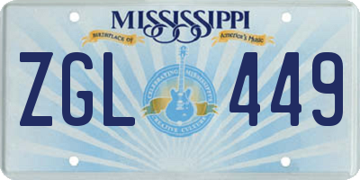 MS license plate ZGL449