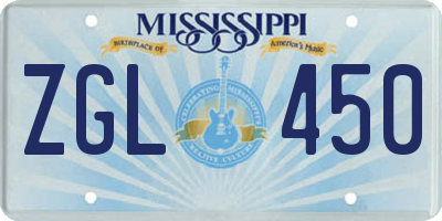 MS license plate ZGL450