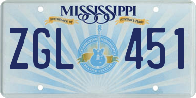 MS license plate ZGL451