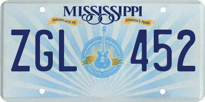 MS license plate ZGL452