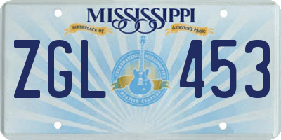 MS license plate ZGL453