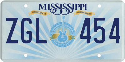 MS license plate ZGL454