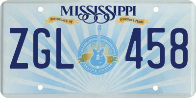 MS license plate ZGL458