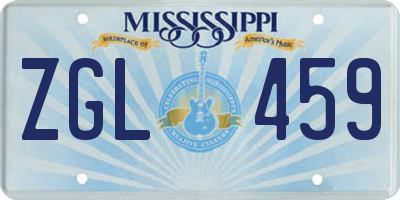 MS license plate ZGL459
