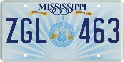 MS license plate ZGL463