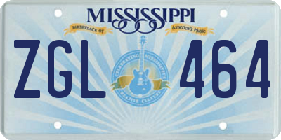 MS license plate ZGL464