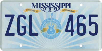 MS license plate ZGL465