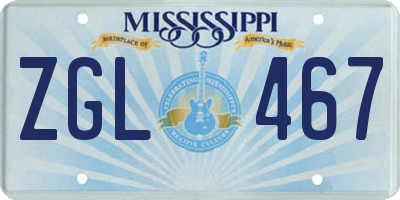 MS license plate ZGL467