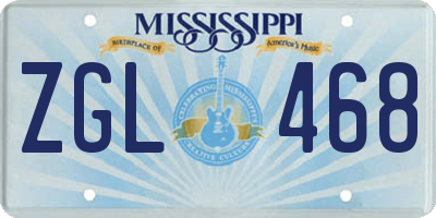 MS license plate ZGL468