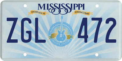 MS license plate ZGL472