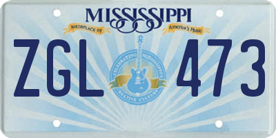 MS license plate ZGL473