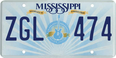 MS license plate ZGL474