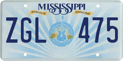 MS license plate ZGL475