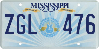 MS license plate ZGL476