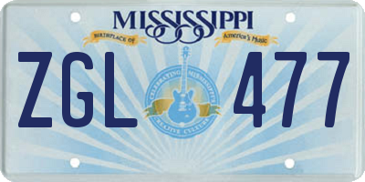 MS license plate ZGL477