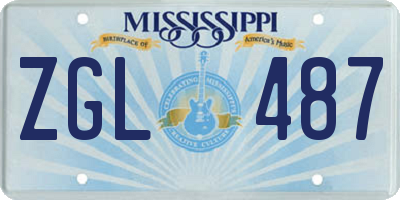 MS license plate ZGL487