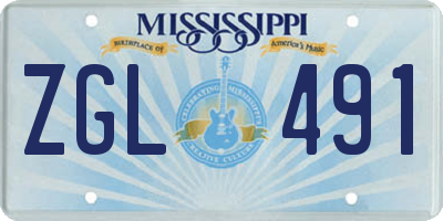 MS license plate ZGL491