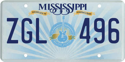 MS license plate ZGL496