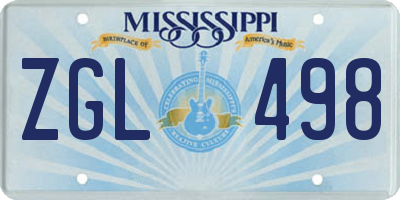 MS license plate ZGL498