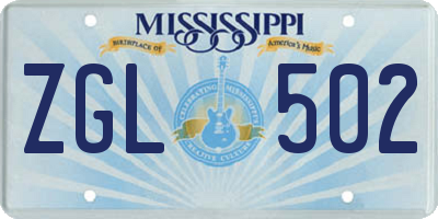 MS license plate ZGL502