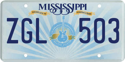 MS license plate ZGL503