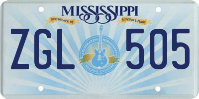 MS license plate ZGL505