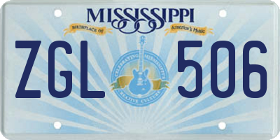 MS license plate ZGL506
