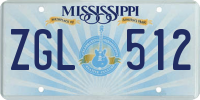 MS license plate ZGL512