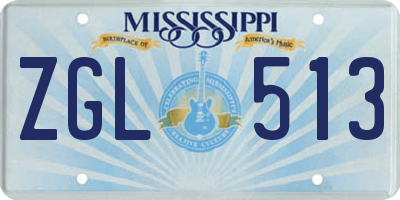 MS license plate ZGL513