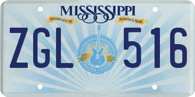 MS license plate ZGL516