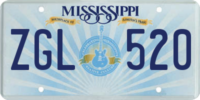 MS license plate ZGL520