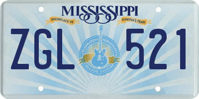 MS license plate ZGL521