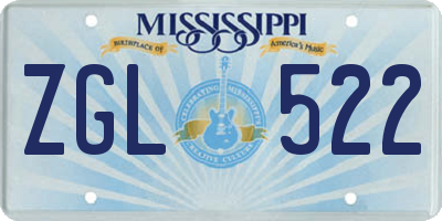 MS license plate ZGL522